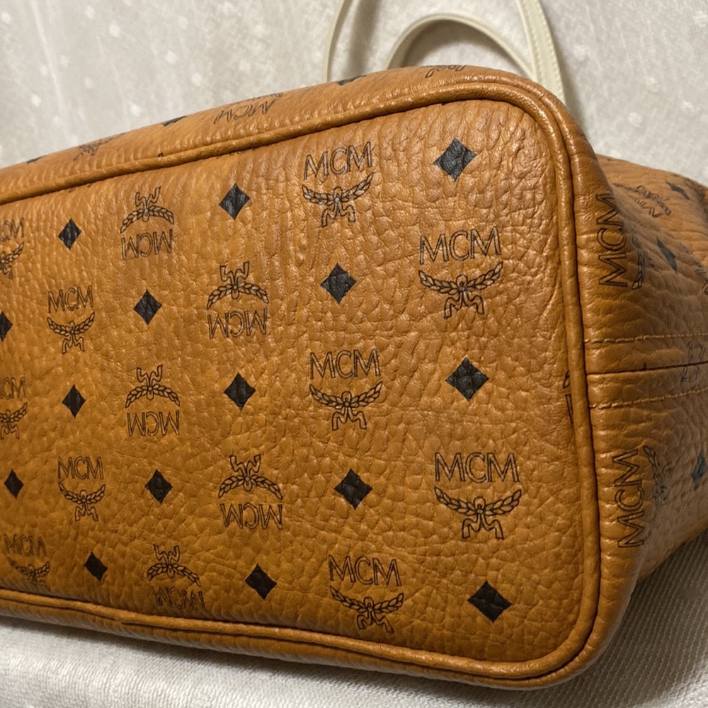 *SOLD*MCM Visetos Zip Top Cognac Brown Coated Canvas Tote - Picture 12 of 17